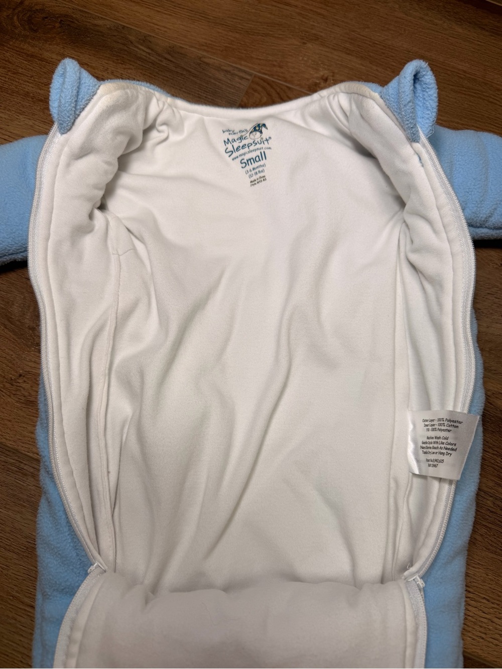 Baby Merlin’s Magic Sleepsuit Blue Small 3-6M Swaddle Transition Sleep Sack Zip - Picture 11 of 13